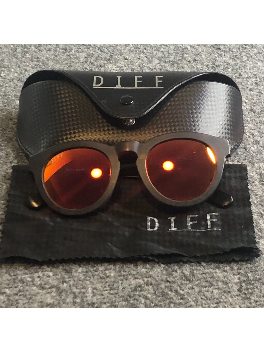 Diff Eyewear Dime II Black Tortoise Frame Red Mirror Lens Sunglasses